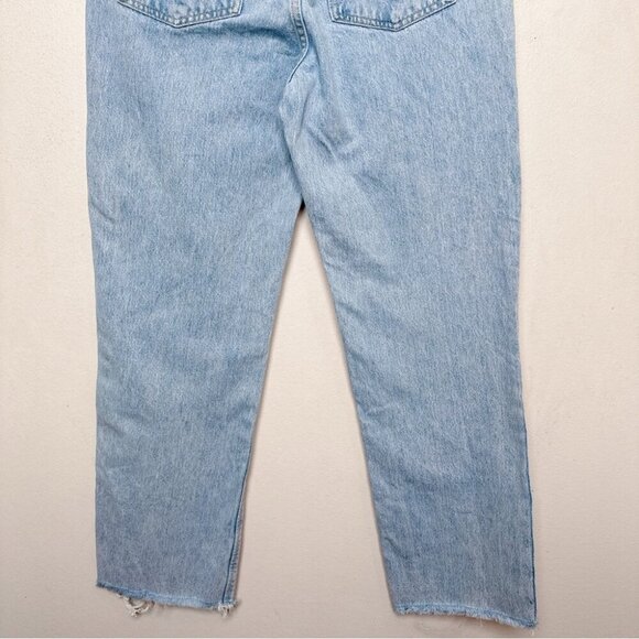 Zara Womens 6 Straight Leg Mom Jeans Light Wash Frayed Hem - Picture 13 of 14